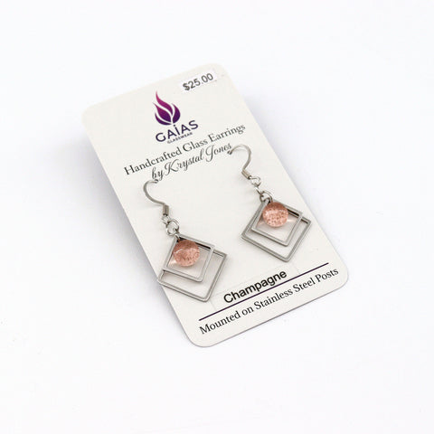 Geometric Glass Bead Earrings Champagne - Arts and Heritage St. Albert