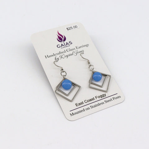 Geometric Glass Bead Earrings East Coast Foggy - Arts and Heritage St. Albert