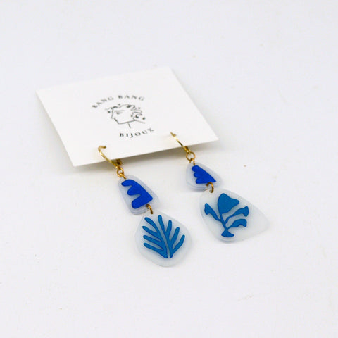 Matisse Inspired Coral Two Tier Hand Painted Earrings Style 2 - Arts and Heritage St. Albert