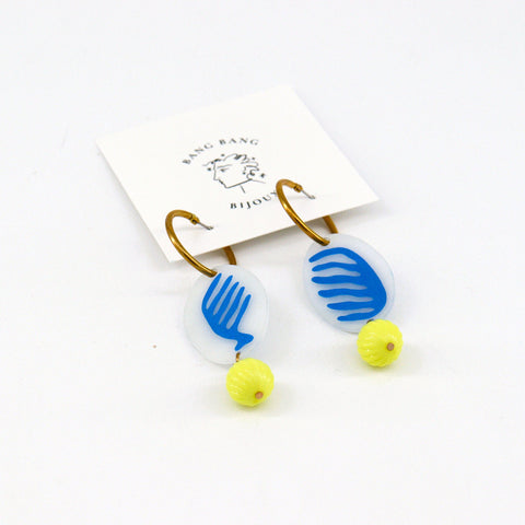 Matisse Inspired Coral Two Tier Hand Painted Earrings Style 4 - Arts and Heritage St. Albert