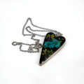 Pressed Flower Necklace Blue Achilles Heart - Arts and Heritage St. Albert