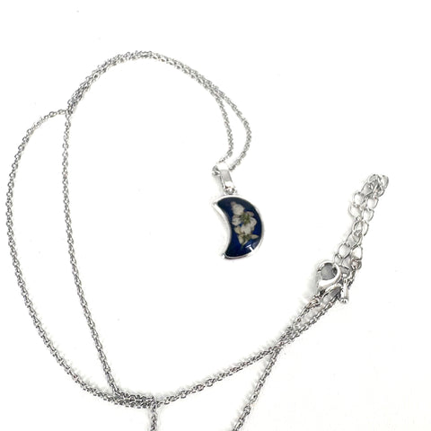 Small Pendant Pressed Flower Necklace Moon - Arts and Heritage St. Albert