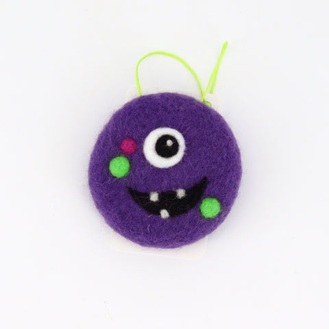 Flat Felted Monster Ornament Purple - Arts and Heritage St. Albert