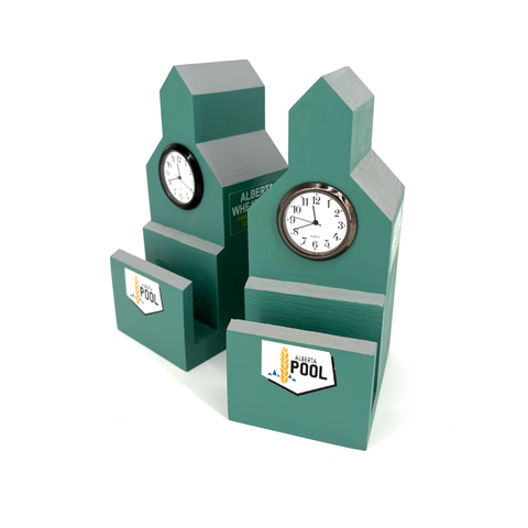 Grain Elevator Business Card Holders with Clock