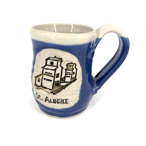 St Albert Grain Elevator Mug Dark Blue - Arts and Heritage St. Albert