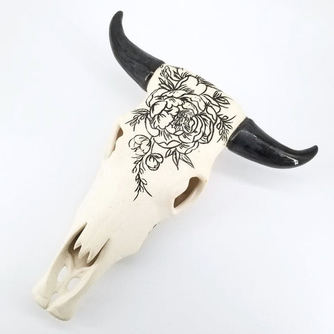 White Ceramic Cow Skull