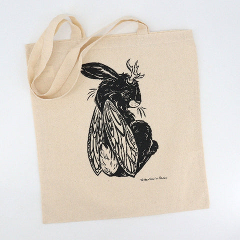 Hand Silkscreened Magical Creature Tote Bags Jackalope Fairy - Arts and Heritage St. Albert