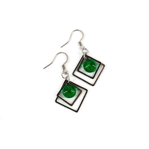 Geometric Glass Bead Earrings Evergreen - Arts and Heritage St. Albert