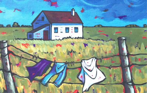 Art Cards by Pam Weber Laundry on a Fence - Arts and Heritage St. Albert