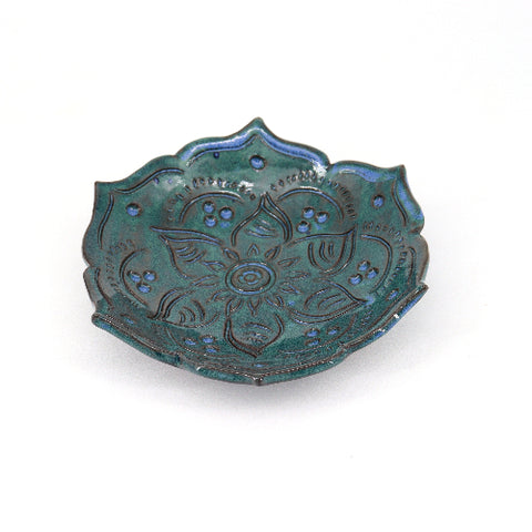 Large Lotus Bowl Blue Green - Arts and Heritage St. Albert