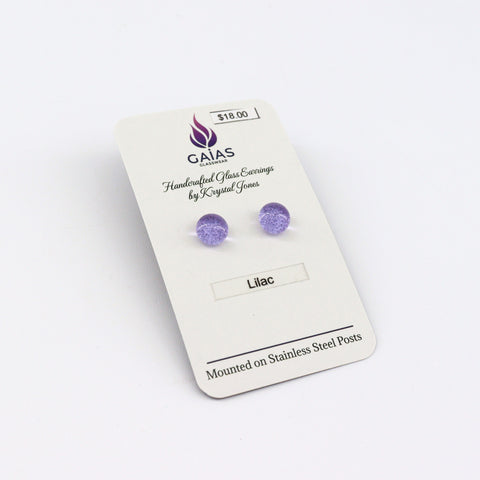 Handcrafted Glass Stud Earrings Lilac - Arts and Heritage St. Albert