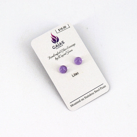 Handcrafted Glass Stud Earrings Lilac - Arts and Heritage St. Albert