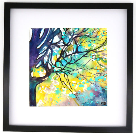 Framed Original 12" x 12" Landscape Watercolour Paintings by Sabine Hahnel Magic Twisted Tree - Arts and Heritage St. Albert
