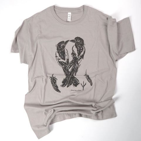 'Ravens' Hand Silkscreened Magical Creature T-Shirt Medium Dark Grey - Arts and Heritage St. Albert