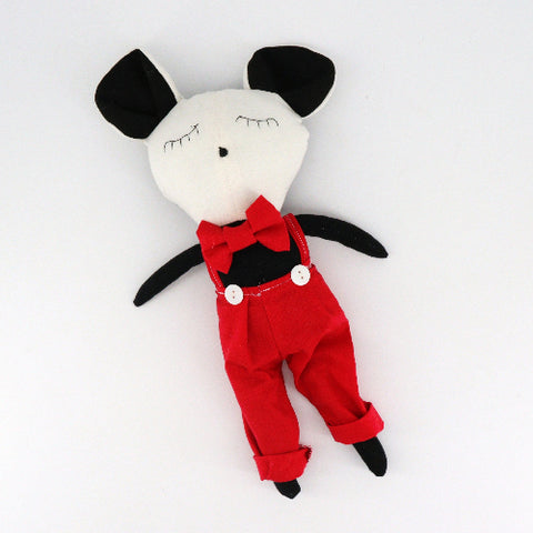 Handmade 'Mice' Dolls Red Overalls - Arts and Heritage St. Albert