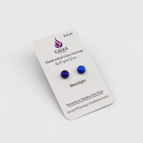 Handcrafted Glass Stud Earrings Moonlight - Arts and Heritage St. Albert