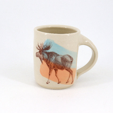 New Fauna Mugs Moose with Blue & Coral - Arts and Heritage St. Albert