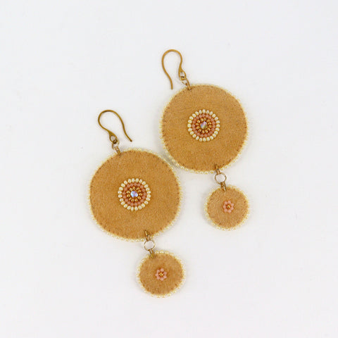 Moose Hide Disk Dangles Style 1 - Arts and Heritage St. Albert