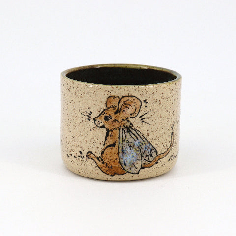 Small Colourful Illustrated Creature Cups Mouse Fairy & Pansies - Arts and Heritage St. Albert