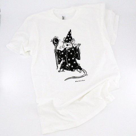 'Mouse Wizard' Hand Silkscreened Magical Creature T-Shirt - Arts and Heritage St. Albert