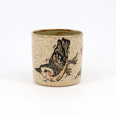 Colourful Illustrated Creature Cups Nuthatch & Tulips - Arts and Heritage St. Albert