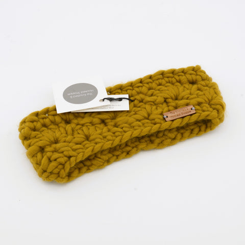 Hand Knit Ear Warmer Headband Ochre - Arts and Heritage St. Albert