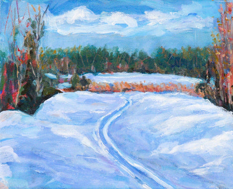 'On the Trail' Acrylic Painting by Julie Daly - Arts and Heritage St. Albert