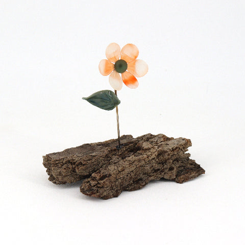 Handcrafted Glass Single Orange Flower Sculpture - Arts and Heritage St. Albert