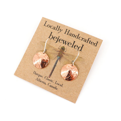 Handcrafted Paisley Texture Copper Earrings - Arts and Heritage St. Albert