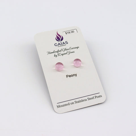 Handcrafted Glass Stud Earrings Peony - Arts and Heritage St. Albert