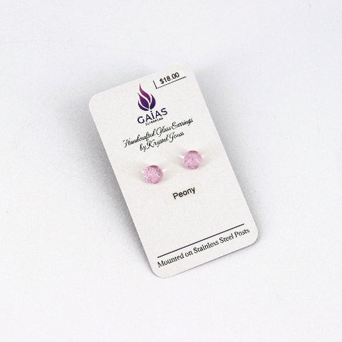 Handcrafted Glass Stud Earrings Peony - Arts and Heritage St. Albert