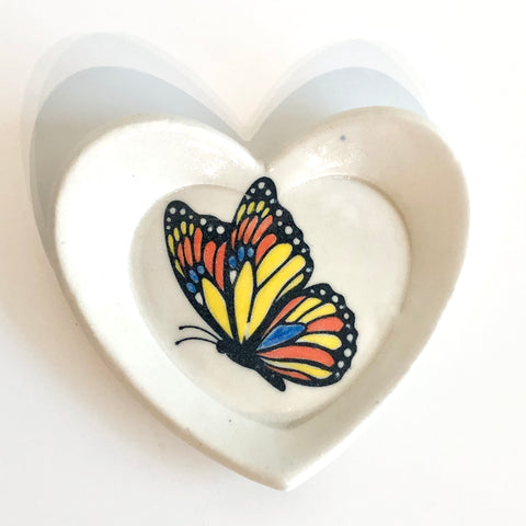 Heart Shaped Trinket Dish with Butterfly