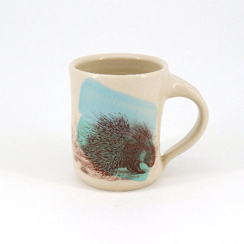 New Fauna Mugs Porcupine with Blue and Green - Arts and Heritage St. Albert