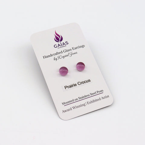 Handcrafted Glass Stud Earrings Prairie Crocus - Arts and Heritage St. Albert