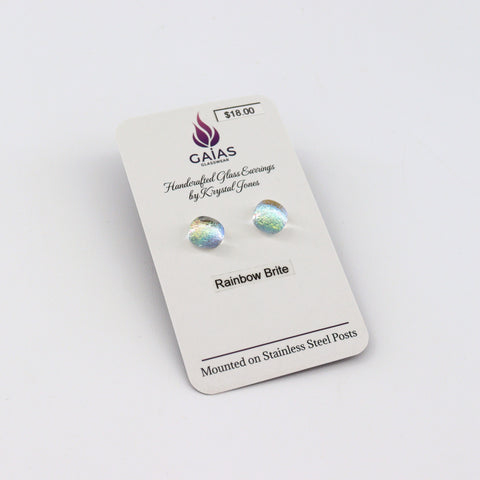 Handcrafted Glass Stud Earrings Rainbow Brite - Arts and Heritage St. Albert