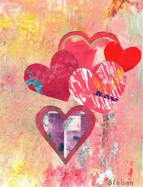 "Valentines" Original Collaged Art Card