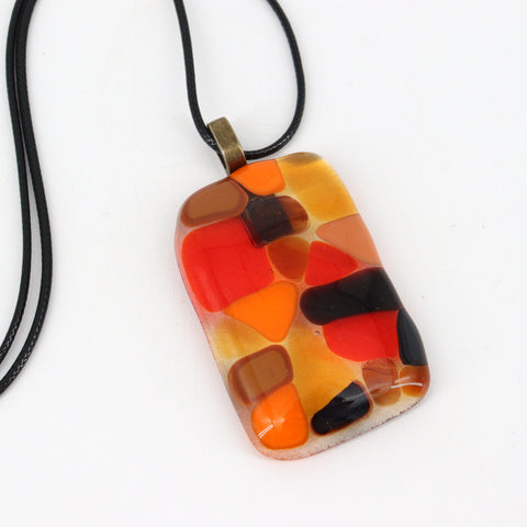 Red Mosaic Fused Glass Necklace - Arts and Heritage St. Albert