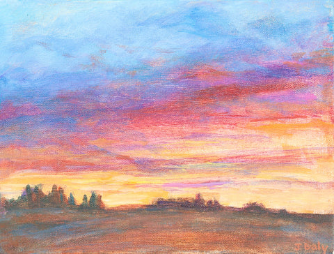 'Red Sky Morning' Acrylic Painting by Julie Daly - Arts and Heritage St. Albert