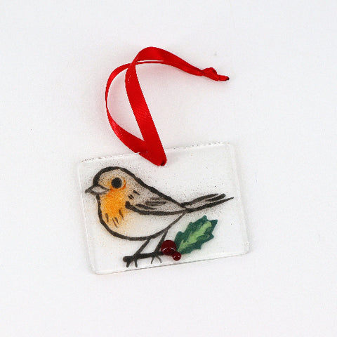 Glass Robin Ornament - Arts and Heritage St. Albert