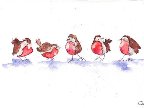 'Bird Series' 5 x 7 Original Art Cards by Sabine Hahnel Robin Friends - Arts and Heritage St. Albert