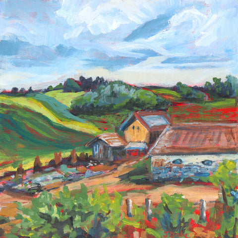 'Rolling Hills, Restless Skies'  Acrylic Painting by Julie Daly