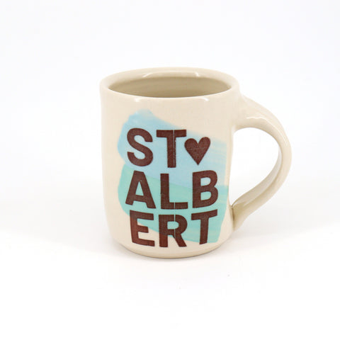 Love St. Albert Mug Blue & Green - Arts and Heritage St. Albert