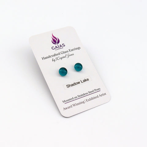 Handcrafted Glass Stud Earrings Shadow Lake - Arts and Heritage St. Albert