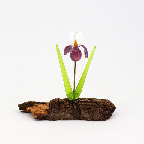 Handcrafted Glass Purple Iris Flower Sculpture - Arts and Heritage St. Albert