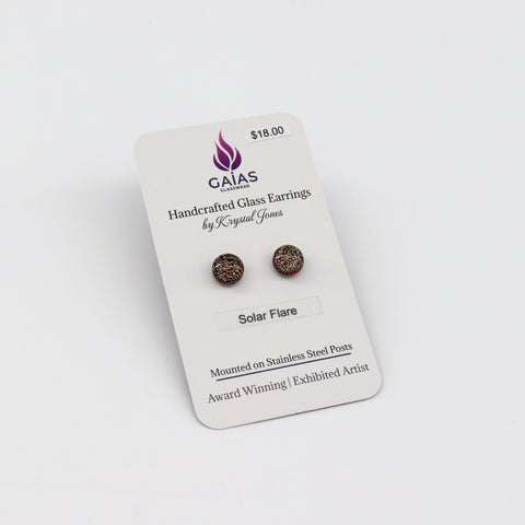Handcrafted Glass Stud Earrings Solar Flare - Arts and Heritage St. Albert