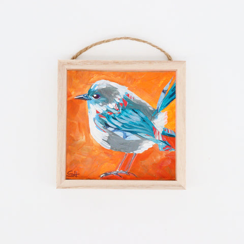 Framed Mini Original Acrylic Paintings 'Bird & Flowers'