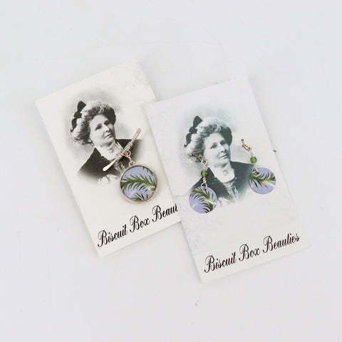 Upcycled Biscuit Box Earring & Pendant Set Style 3 - Arts and Heritage St. Albert