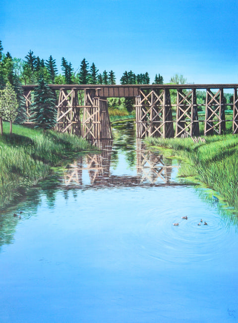 St. Albert Series Art Prints by Memory Roth The Trestle Bridge, 11 inches x 14 inches - Arts and Heritage St. Albert