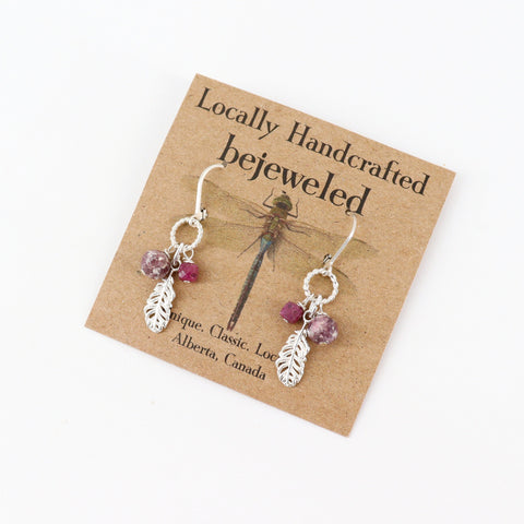 Handcrafted Tourmaline and Ruby Sterling Silver Earrings - Arts and Heritage St. Albert