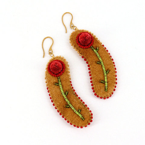 Tufted Rose Bud Beaded Earrings - Arts and Heritage Foundation St. Albert